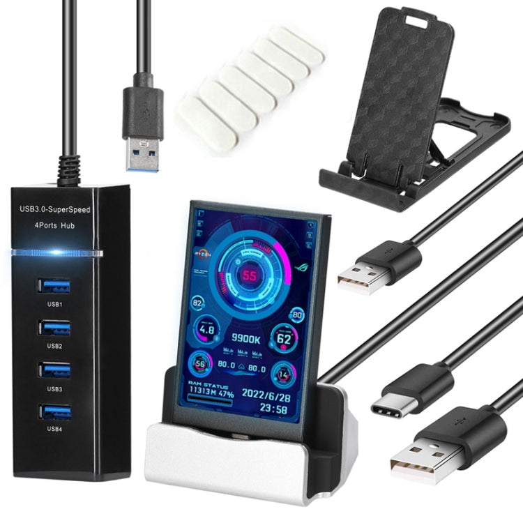3.5 InchIPS View All Computer Monitor USB Chassis Vice Screen, Set 1 (Black), Set 1 (White), Set 2 (Black), Set 2 (White), Set 3 (Black), Set 3 (White)