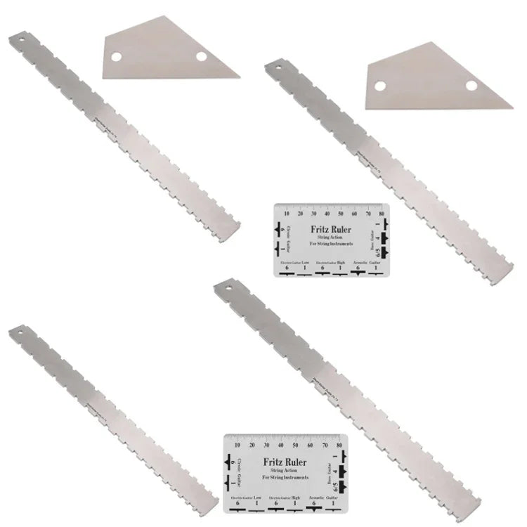 GNR3 Stainless Steel Measurement Bass Guitar Neck Ruler, Style:, Double Teeth+Leveling Ruler+String High Ruler
