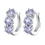 SCE1533 Purple Flower Vermiculite Ear Buckle 925 Silver Earrings, SCE1533