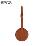 5 PCS Soft-Surface Leather Stitched Round Boarding Pass Luggage Tag