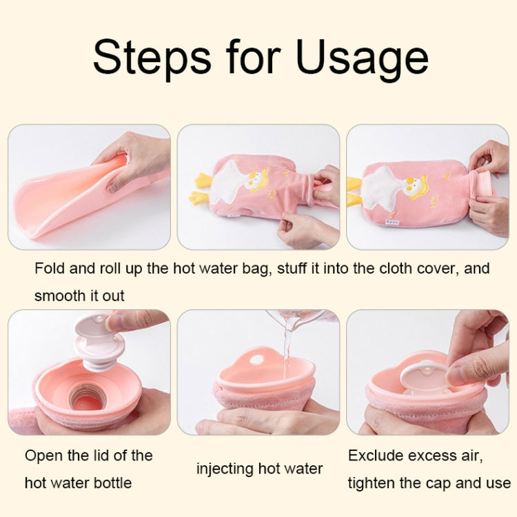 ZS103 Cartoon Plush Water-filled Hot Water Bags Explosion-proof Leak-proof Warming Water Bottle, Spec:, Pink Lucky Rabbit, Beige Lucky Rabbit, Brown Bear, Khaki Bear, Purple Duck, Pink Rabbit, Deep Blue Duck, Ink Green Duck, Intervened Pink