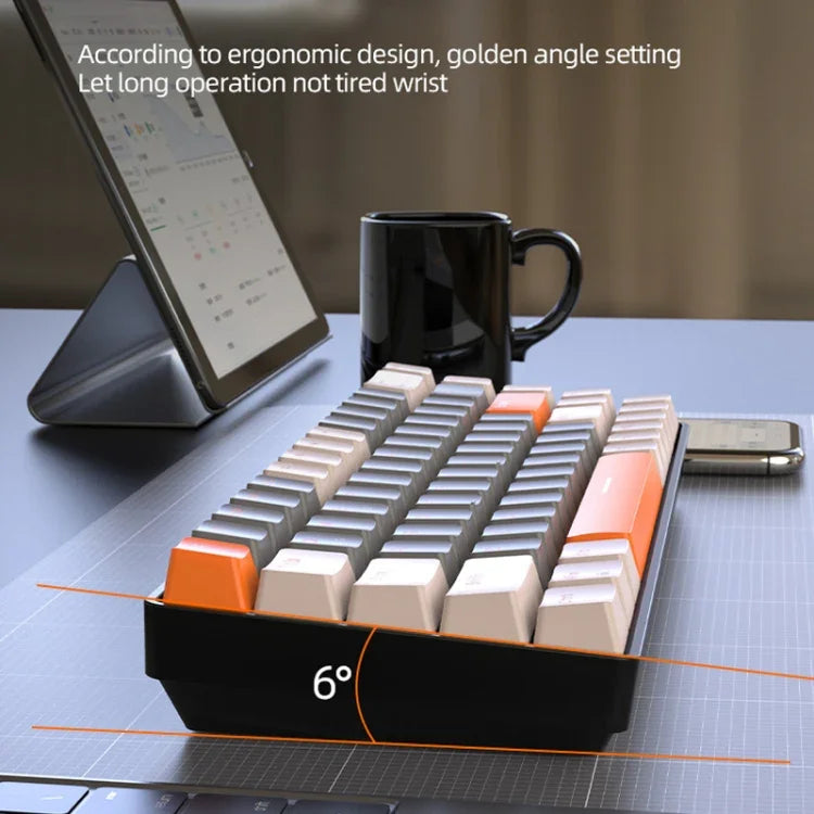 ZIYOU LANG K68 68 Keys Bluetooth Wireless Dual Model Mechanical Keyboard, Style:, Red Shaft Version (Shimmering), Green Shaft Version (Gray), Red Shaft Version (Gray)
