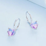 Sterling Silver S925 White Gold Plated Zirconia Illusion Heart Earrings, BSE743