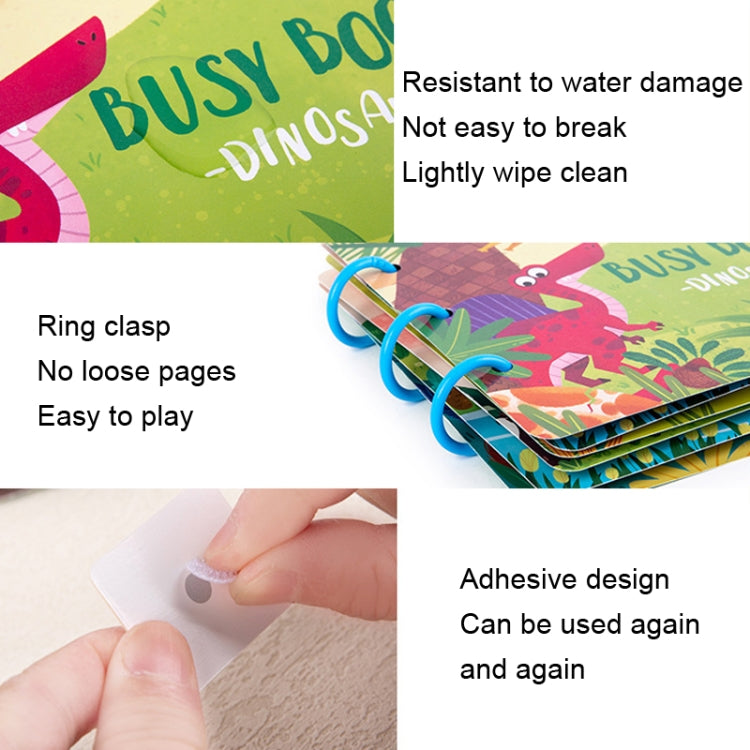 Children Early Teaching Cartoon Intelligence Development Toys Repeatedly Paste Book, Traffic, Life, Dinosaur, Farm
