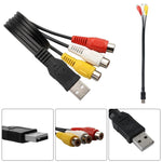 USB to 3 RCA Bus 1 Male 3 Female AV Audio Cable, 25cm, 1.5m