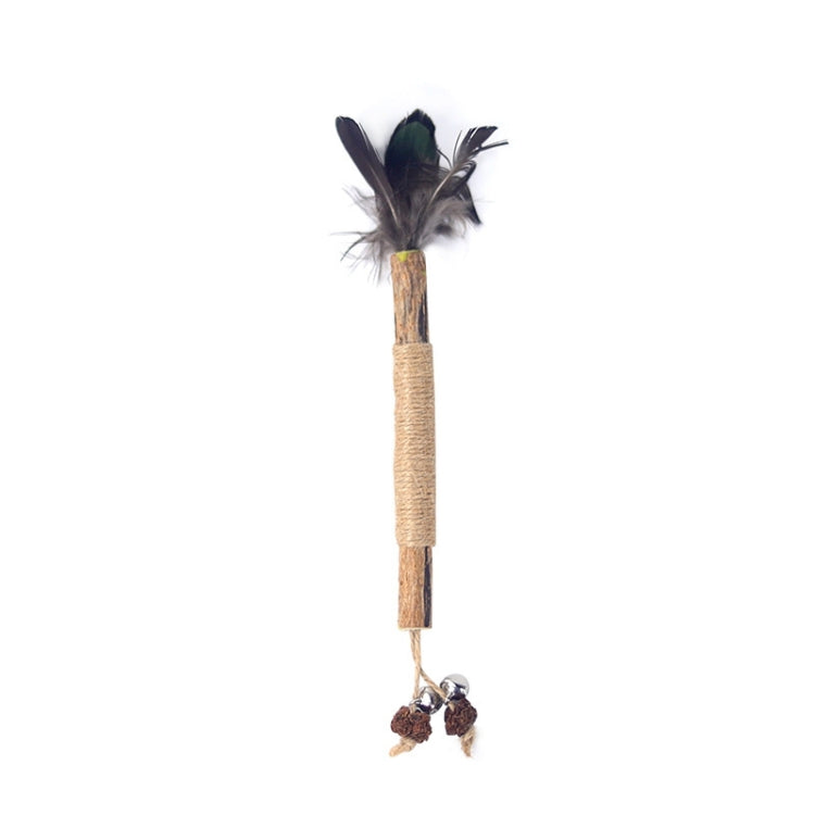 Cat Teething Stick Toy Teeth Cleaning Catnip Teasing Stick, 5pcs Lafite, 5pcs Black Feathers, 5pcs Yellow Feathers
