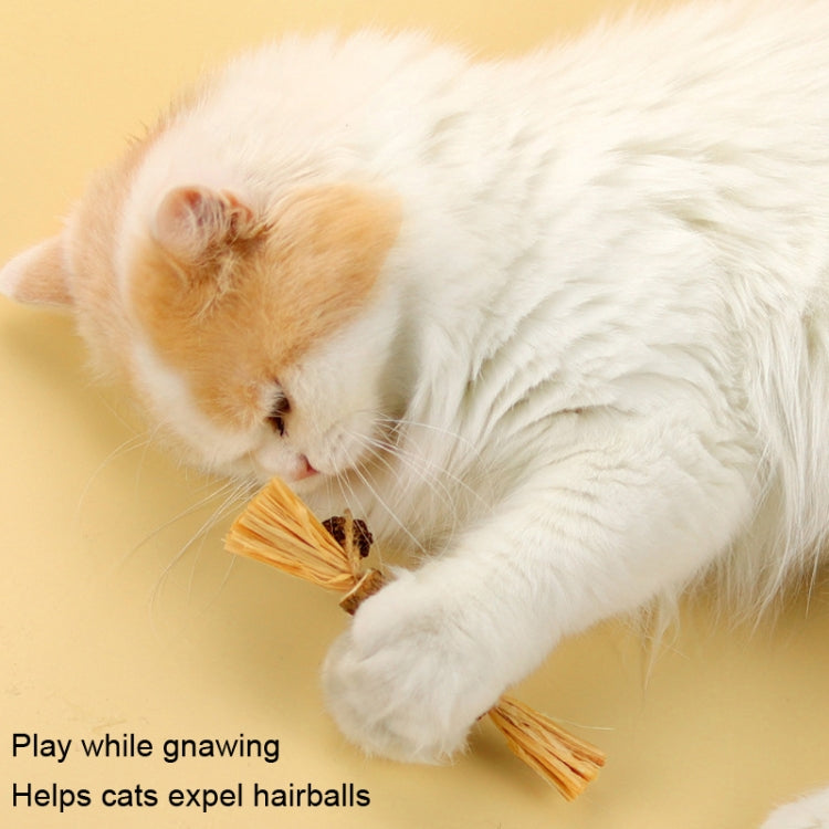 Cat Teething Stick Toy Teeth Cleaning Catnip Teasing Stick, 5pcs Lafite, 5pcs Black Feathers, 5pcs Yellow Feathers