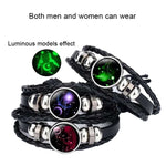 Twelve Constellations Multilayer Beaded Cowhide Bracelet, Style: Virgo Ordinary, Bracelet Leo Ordinary, Bracelet Libra Luminous, Bracelet Capricorn Luminous, Bracelet Scorpio Luminous, Bracelet Pisces Ordinary, Bracelet Cancer Luminous                 ...