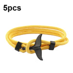 5pcs Whale Tail Braided Hand Rope Double Live Buckle Adjustable Bracelet, 5pcs Pink, 5pcs Yellow, 5pcs Red Wine, 5pcs Navy, 5pcs Khaki, 5pcs Red, 5pcs Black, 5pcs Light Blue, 5pcs Beige