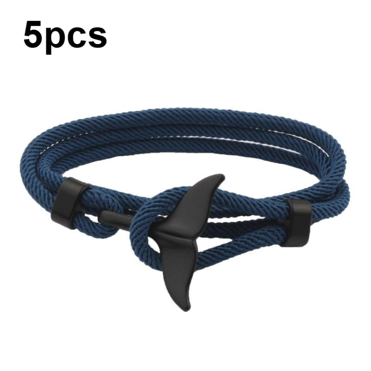 5pcs Whale Tail Braided Hand Rope Double Live Buckle Adjustable Bracelet, 5pcs Light Blue, 5pcs Beige, 5pcs Pink, 5pcs Yellow, 5pcs Red Wine, 5pcs Navy, 5pcs Khaki, 5pcs Red, 5pcs Black