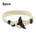 5pcs Whale Tail Braided Hand Rope Double Live Buckle Adjustable Bracelet, 5pcs Light Blue, 5pcs Beige, 5pcs Pink, 5pcs Yellow, 5pcs Red Wine, 5pcs Navy, 5pcs Khaki, 5pcs Red, 5pcs Black