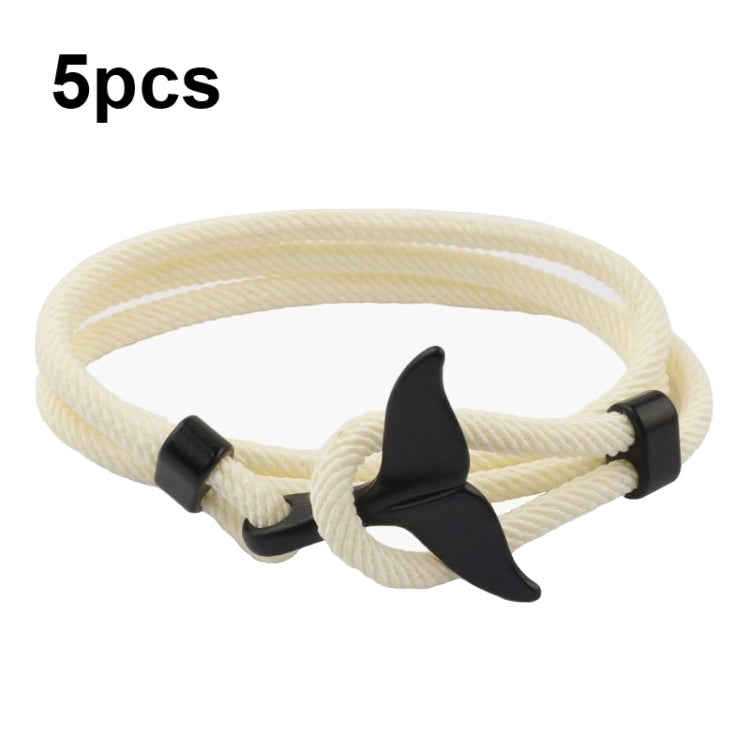 5pcs Whale Tail Braided Hand Rope Double Live Buckle Adjustable Bracelet, 5pcs Pink, 5pcs Yellow, 5pcs Red Wine, 5pcs Navy, 5pcs Khaki, 5pcs Red, 5pcs Black, 5pcs Light Blue, 5pcs Beige