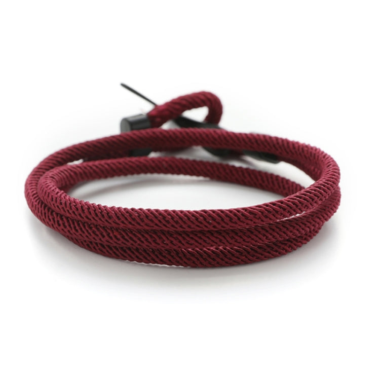 5pcs Whale Tail Braided Hand Rope Double Live Buckle Adjustable Bracelet, 5pcs Light Blue, 5pcs Beige, 5pcs Pink, 5pcs Yellow, 5pcs Red Wine, 5pcs Navy, 5pcs Khaki, 5pcs Red, 5pcs Black