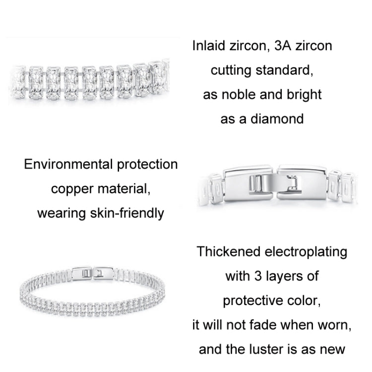 Sparkling Cubic Zirconia Bracelet Gold Plated Copper Jewelry, YIB055-17LCP, YIB055-19LCP, YIB055-17LVT, YIB055-19LVT