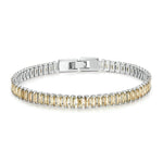 Sparkling Cubic Zirconia Bracelet Gold Plated Copper Jewelry, YIB055-17LCP, YIB055-19LCP, YIB055-17LVT, YIB055-19LVT