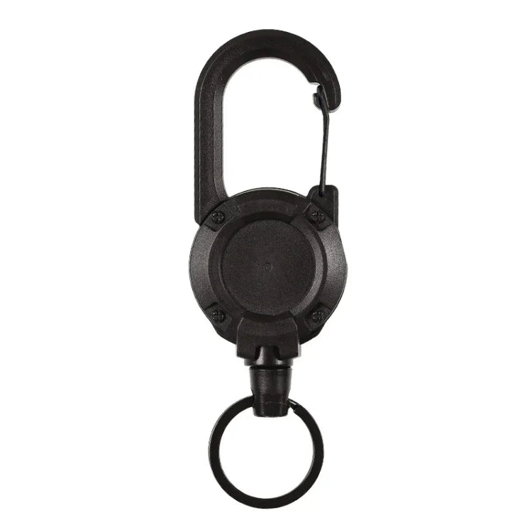 Backpack Carabiner Plastic Retractable Pull Badge Reel, Black-Steel Wire Rope, Black-Fiber Rope, White- Fiber Rope