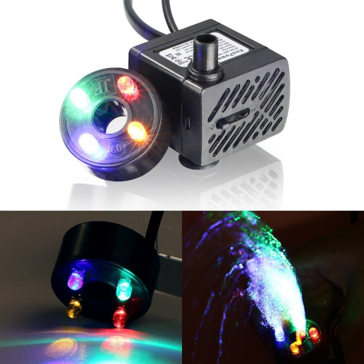3W 4 Light Silent Aquarium Fish Tank Filtration Submersible Pump Fountain Water Pump, With Light
