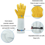Leather Extended Thick Gardening Gloves Welder Work Gloves, Gold White L, Gold White XL