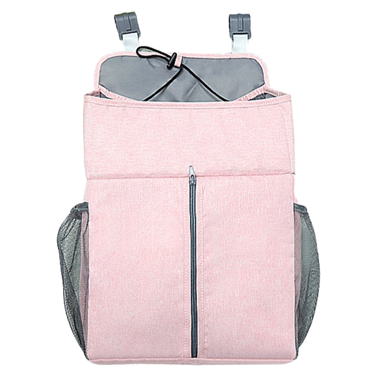 Baby Bed Organizer Newborn Crib Diaper Storage Hanging Bags Bedside Shelf Bag, Linen Gray, Linen Pink