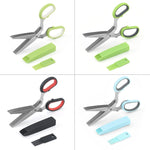 Five-Layer Vegetable Scissors Office Shredding Stainless Steel Scissors, Green White, Black Red, Green Gray, Blue Gray