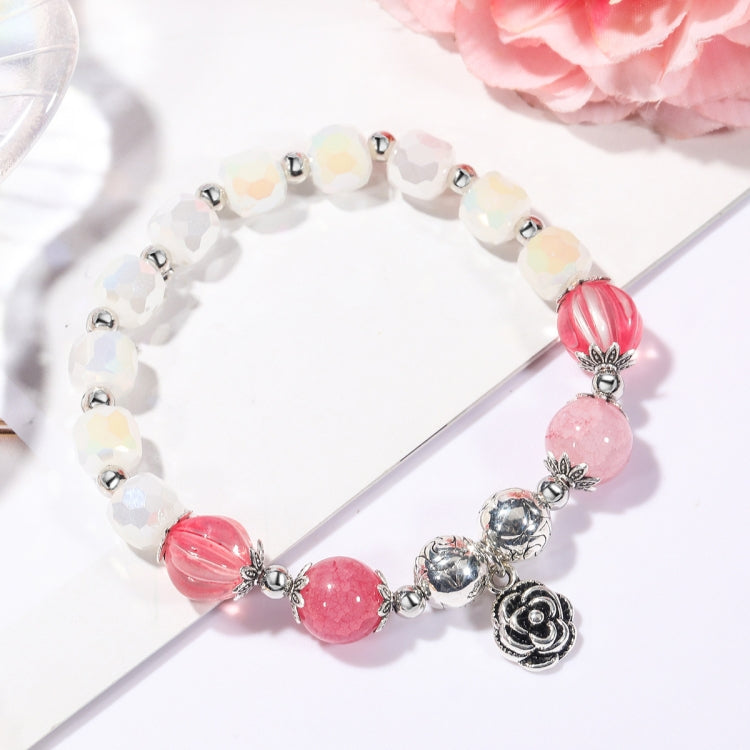 Crystal Beaded Bracelet Ladies Natural Crystal Bracelet, S2204-3 Pink Opal, S2204-2 Blue Opal, S2204-6 Orange+Butterfly, S2204-5 Pink Opal, S2203-1 Pink+Rose, S2203-2 Blue+Rose, S2203-7 Pink+Key