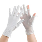 1pair Summer Sunscreen Breathable Thin Anti-ultraviolet Finger Fishing Ice Silk Gloves, Free Size