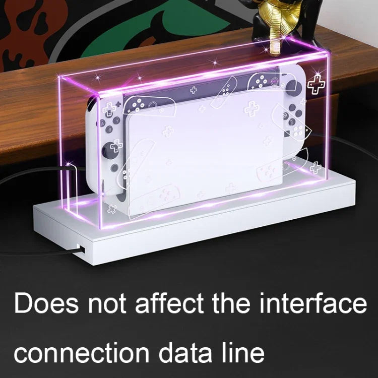 035 for Nintendo Switch/Oled Game Console Display Luminous Base Dustproof Cover, Spec:, Light Base, Transparent, White Label, Black Label, Handle, Jet Warrior, Noble, Gengar