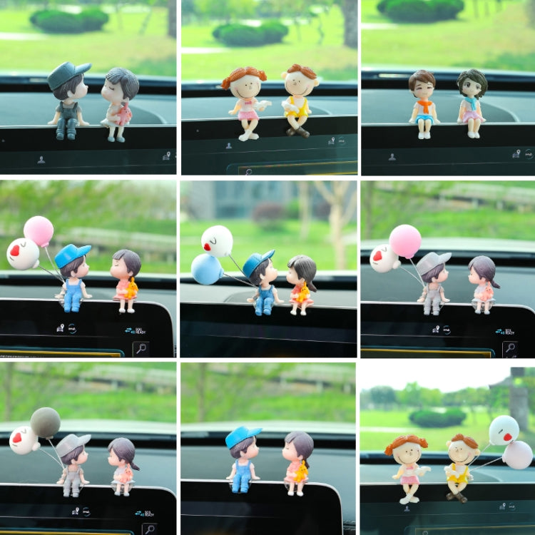 Car Ornament Ornament Lovely Kissing Couple Doll, Color:, Blue, Gray, Reading, Clever, Blue+Balloon, Blue+Blue White Balloon, Gray+Balloon, Gray+Gray Balloon, Reading+Balloon, Clever+Balloon, Stool Blue Couple, Stool Gray Couple, Stool Reading Couple  ...
