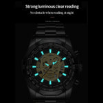 BINBOND S034 30M Waterproof Quartz Watch Skull Skeleton Luminous Watch