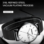 BINBOND B3820 30M Waterproof Ultra-thin Quartz Luminous Starry Watch, Black Net-Black-Starry