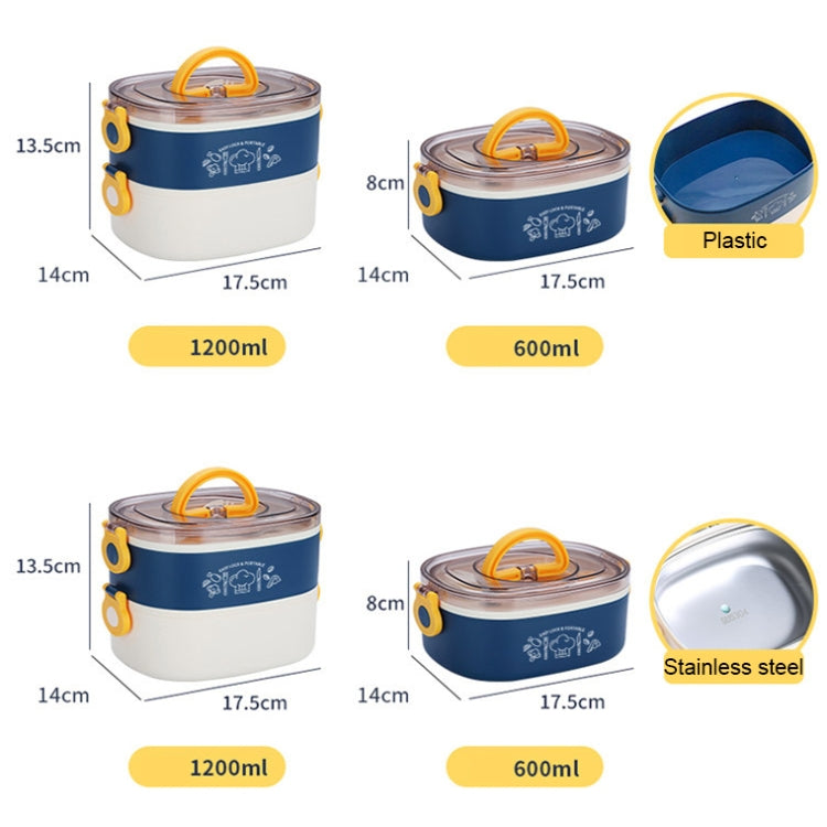 Large Capacity Oval Divided Portable Office Insulation Lunch Box, 600ml (Stainless Blue), 600ml (Stainless Yellow), 600ml (Stainless Purple), 1.2L (Stainless Yellow), 1.2L (Stainless Purple), 600ml (Plastic Blue), 600ml (Plastic Yellow)                ...