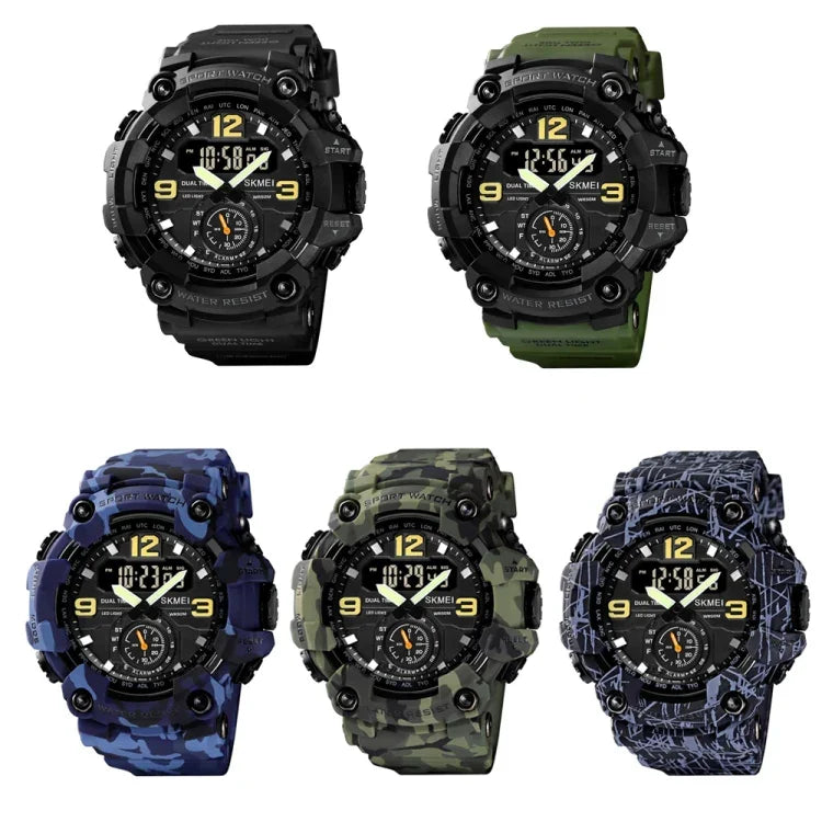 SKMEI 1637 Sports Digital Display Outdoor Shockproof Plastic Large Dial Men Watch, Black, Army Green, Blue Camouflage, Army Green Camouflage, Gray Black