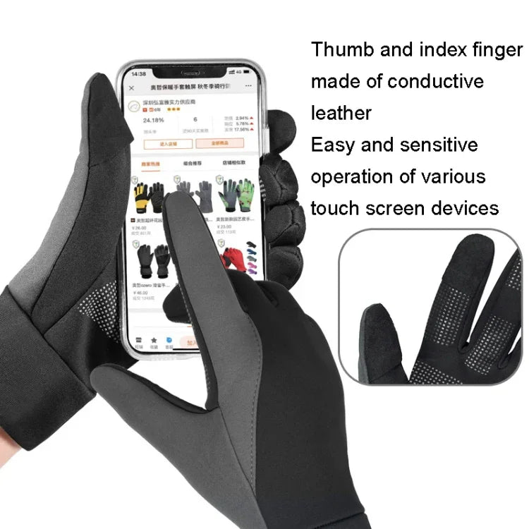 Touch Screen Anti-slip Waterproof Outdoor Sports Warm Cycling Gloves, S, M, L, XL