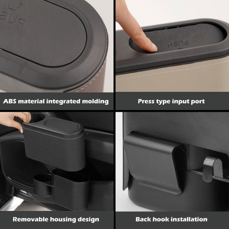 Car Seat Water Cup Holder Umbrella Storage Box Trash Can, Plastic, Black Leather, Brown Leather, Beige Leather