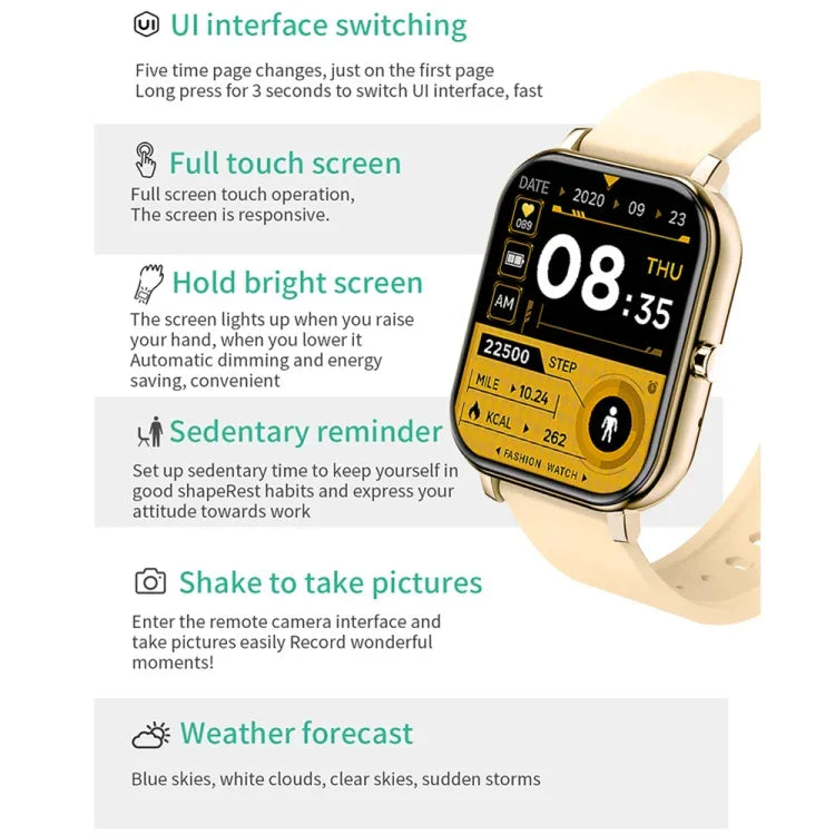 H10 1.69 inch Screen Bluetooth Call Smart Watch, Support Heart Rate/Blood Pressure/Sleep Monitoring, Black, Pink, Yellow, Grey, Blue Net+Silicone, Black Net+Silicone, Pink Net+Silicone, Gold Net+Silicone, Silver Net+Silicone