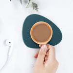 10pcs Teardrop-Shaped Silicone Table Insulation Mat Leather Textured Kitchen Cup And Pot Mat, Coaster(Gray), Coaster(Red), Coaster(Pink), Coaster(Green), Coaster(Blue)