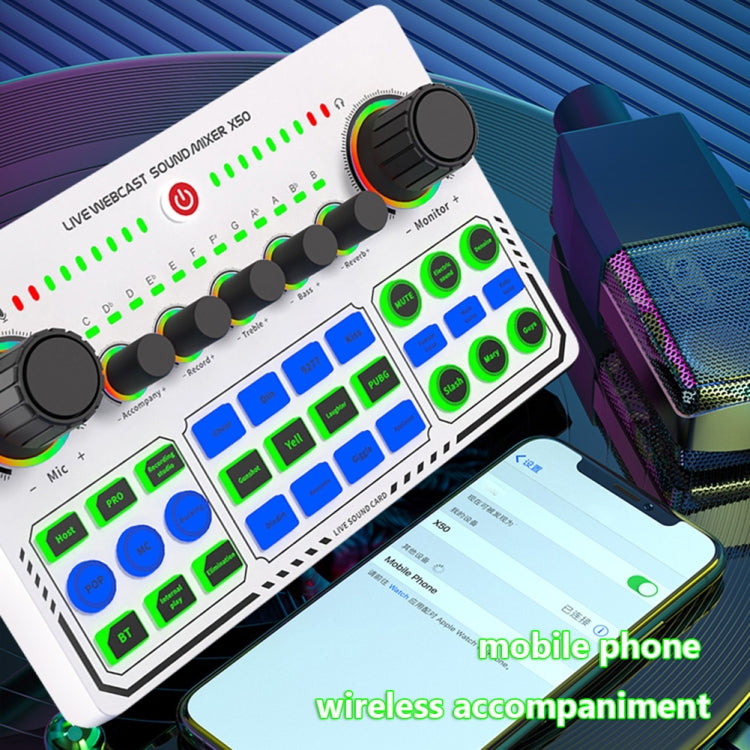 X50 Bluetooth RGB LED Live Sound Card With OTG Port Interface, X50