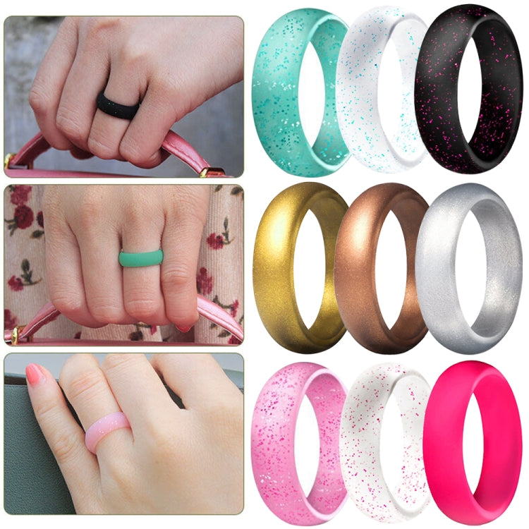 SH100 5.7mm Wide Silicone Ring Glitter Couple Ring, No.8, No.9, No.10