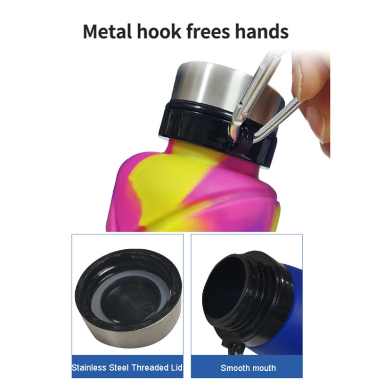 Outdoor Silicone Folding Water Cup Telescopic Water Bottle Travel Drinking Cup With Carabiner, 700ml Black, 700ml Grey, 700ml Red, 700ml Blue