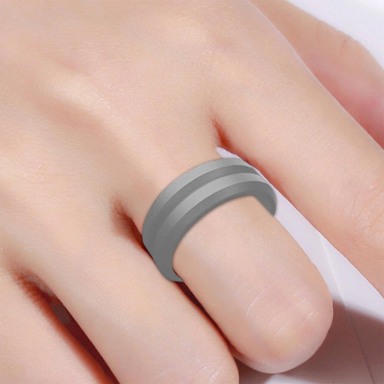 SiR053 V Shaped Grooved Edge Silicone Ring Outdoor Sports Couple Ring, No.13, No.14