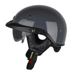 SOMAN Motorcycle Half Helmet Adjustable Helmet With Inner Mirror, M, L, XL, XXL