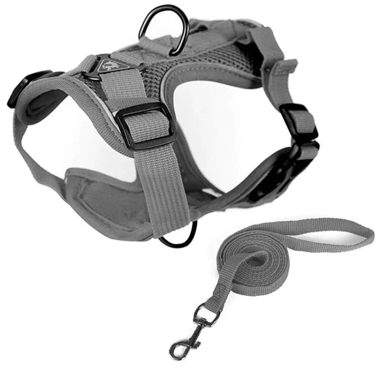 Pet Vest Harness + Traction Rope Set Reflective Breathable Dog Cat Harness, S, M, L, XL