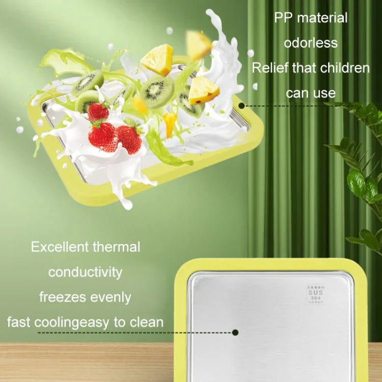 Mini Household Fried Yogurt Machine Children Homemade DIY Fried Ice Tray, Stainless Steel Green 26x21cm, Stainless Steel White 26x21cm, Stainless Steel Pink 22.5x17.5cm, Stainless Steel White 22.5x17.5cm, Aluminum Alloy White 22.5x17.5cm