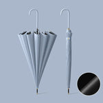 16 Bone Automatic Long Handle Double Sunny And Rain Dual Use Umbrella, With Waterproof Cover Beige, With Waterproof Cover Black, With Waterproof Cover Purple, With Waterproof Cover Green, With Waterproof Cover White, With Waterproof Cover Matcha       ...
