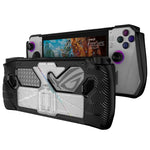 For ASUS Rog Ally Game Console PC+TPU Protective Case Cover With Bracket, PC+TPU  Black+Transparent