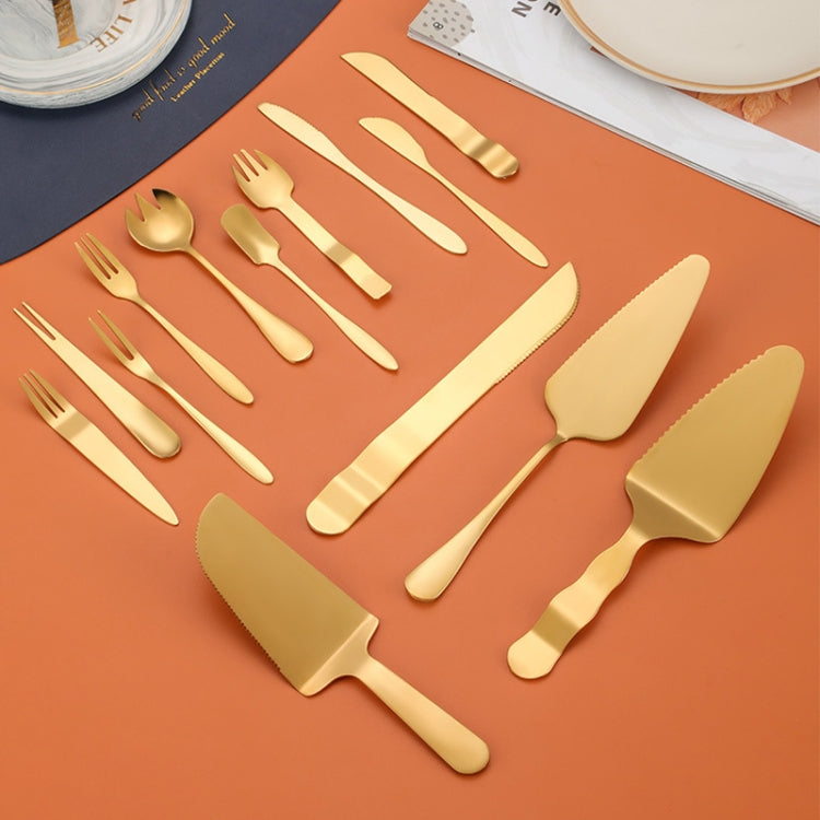 Stainless Steel Cake Moon Cake Knife Fork Dessert Cake Baking Tools, 14pcs/set Gold