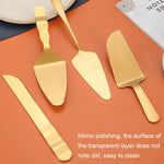 Stainless Steel Cake Moon Cake Knife Fork Dessert Cake Baking Tools, 14pcs/set Gold