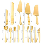 Stainless Steel Cake Moon Cake Knife Fork Dessert Cake Baking Tools, 14pcs/set Gold