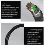 For Boss QC15 Headphone Audio Cable Braided Replacement Cable, ZS0017 Black