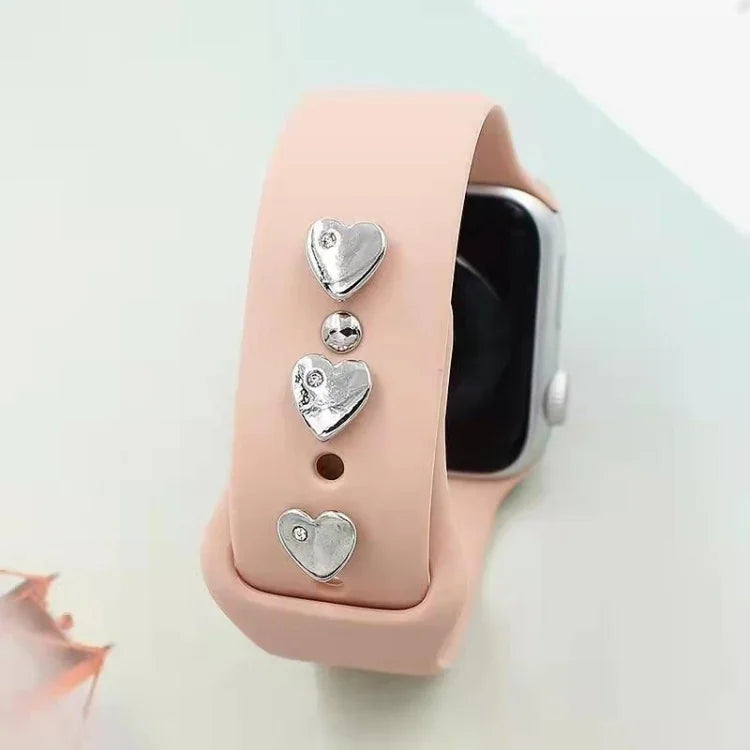 2pcs Watch Silicone Strap Decorative Diamond Buckle Strap Nails, One Diamond Heart, Diamond Hand, Diamond Bear, Diamond Clover, One Diamond Pentagram, Full Diamond Pentagon, Full Diamond Heart, Diamond Dragonfly